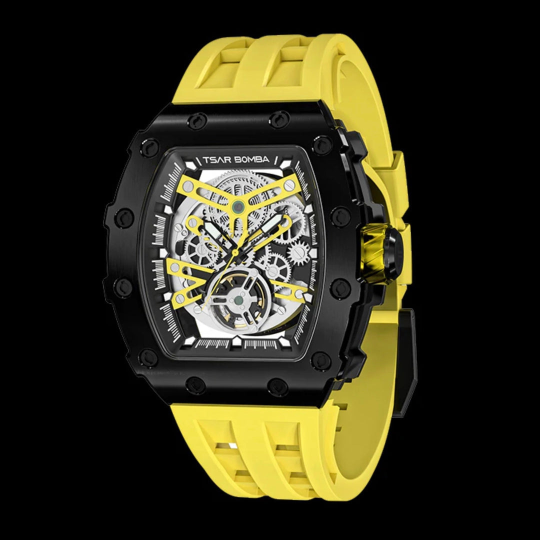 TSAR BOMBA Men's Automatic Watch TB8208A-04 Black Edition / Yellow