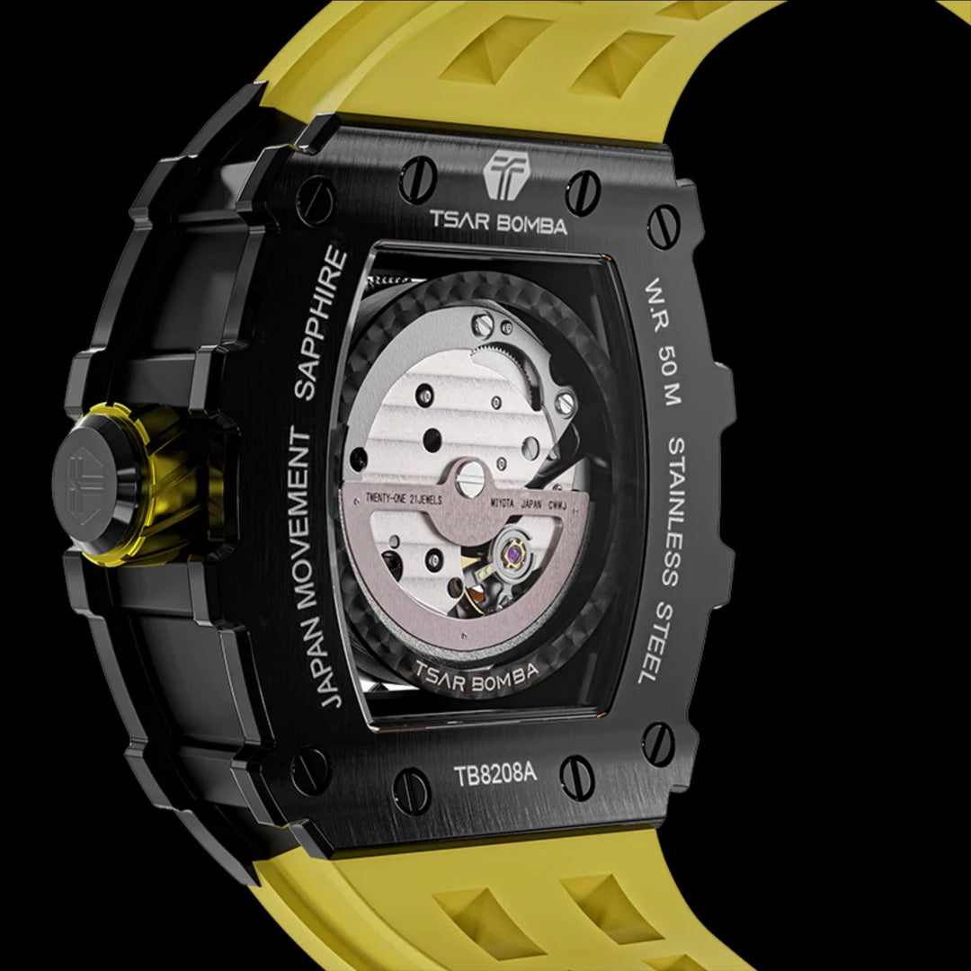 TSAR BOMBA Men's Automatic Watch TB8208A-04 Black Edition / Yellow