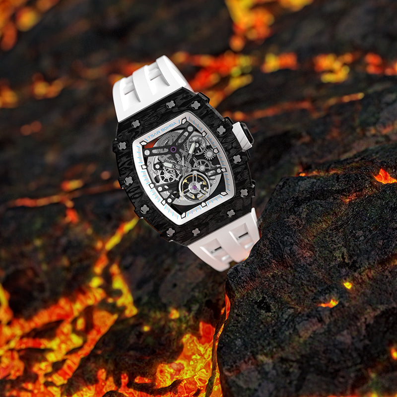 TSAR BOMBA Carbon Fiber Men's Automatic Watch TB8208CF-03 Elite White