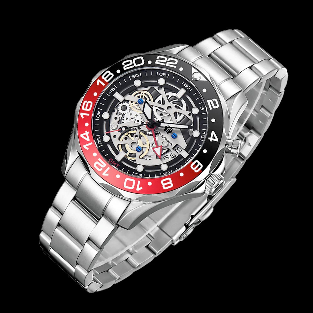 TSAR BOMBA GMT Date Automatic 200M Waterproof Watch TB8802H Coca Cola