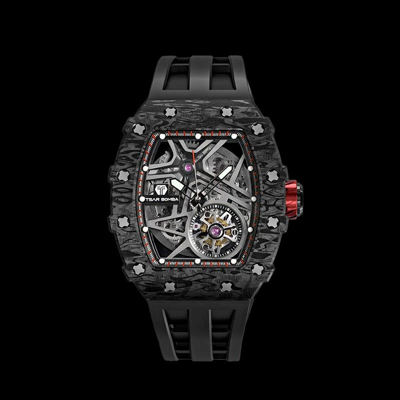 TSAR BOMBA Carbon Fiber 2.0 Men's Automatic Watch TB8209CF-01 Black