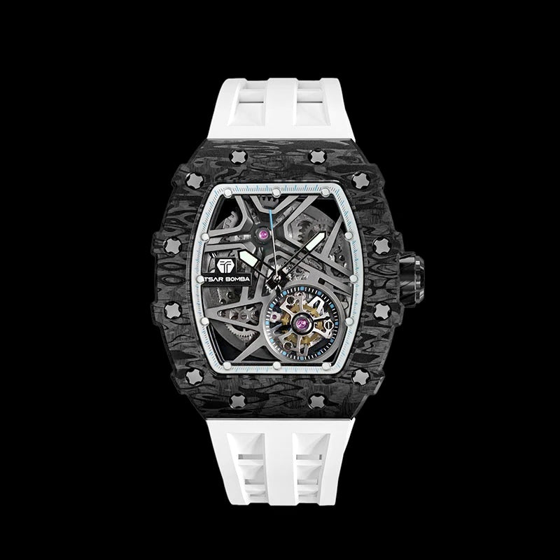 TSAR BOMBA Carbon Fiber 2.0 Men's Automatic Watch TB8209CF-03 White
